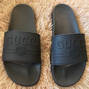 Gucci Logo Slide Rubber Black Size 13